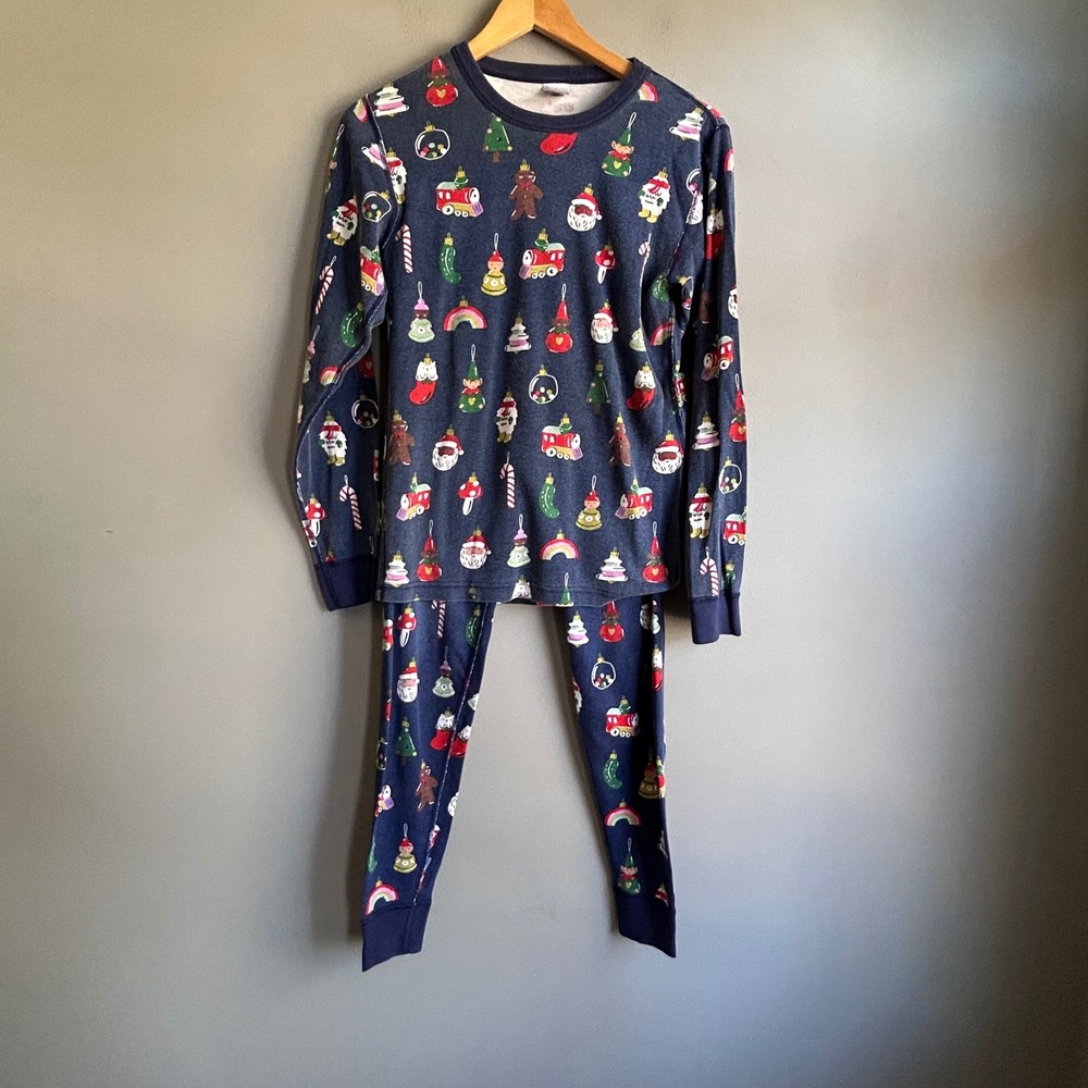 Hanna Andersson Small Navy Blue Organic Cotton Holiday Ornament Pajama Set